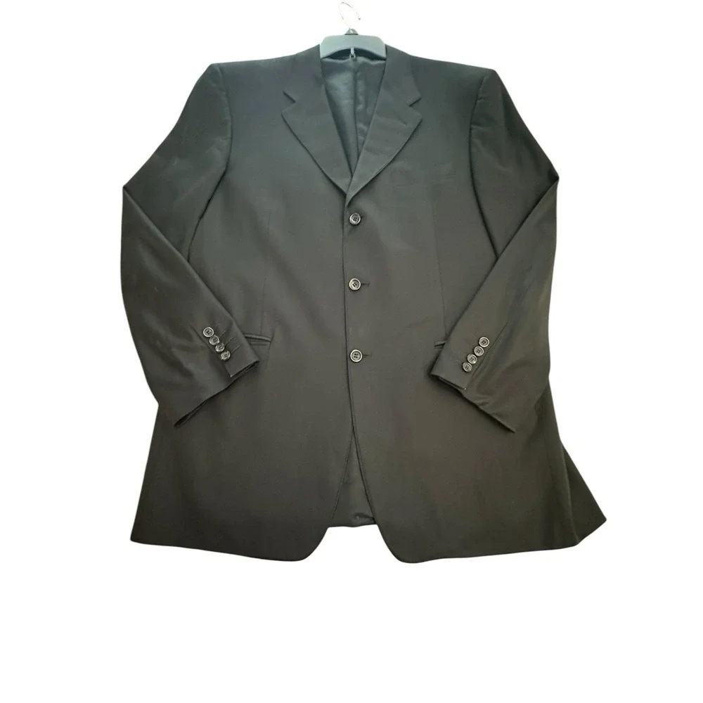 Canali Loro Piana Super 120's 100%‎ Wool Blazer Mens 52 US 42 Black #Y12-5